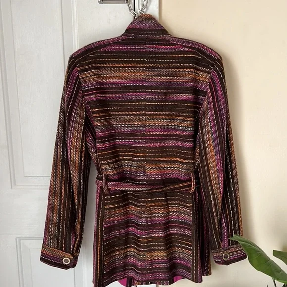 Etcetera Henry Tweed Jacket Brown Pink Orange Coat Jacket Size 8 - Picture 3 of 13